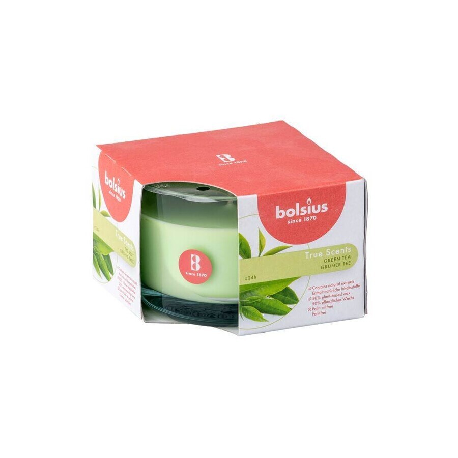 Bolsius Aromatic 2.0 Vela perfumada de vidrio con té verde 1×1 unidad, tamaño 90 x 63 mm