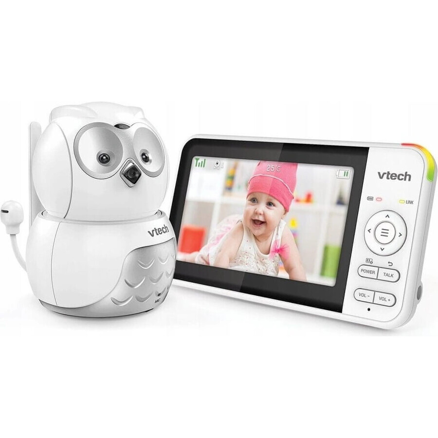 VTECH BM5550-OWL, baby video baby sitter Owl cu ecran de 5" și cameră pivotantă 1×1pc, baby sitter