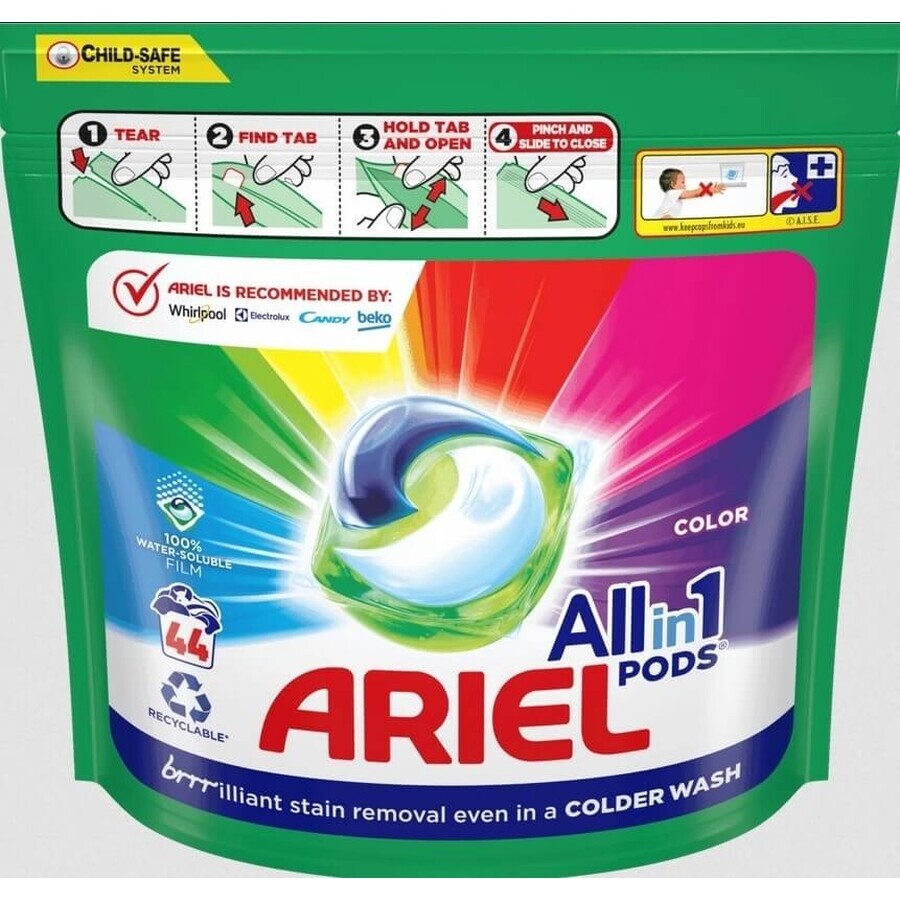 Ariel All-in-1 PODS Kleur, Wasgelcapsules, 44 Was 1×44st, Wasgelcapsules