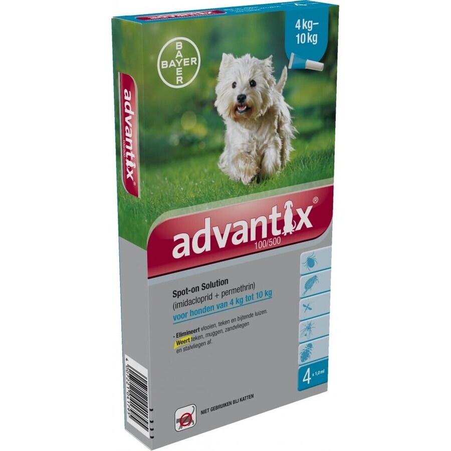 Advantix Spot-on pentru câini de la 4 la 10 kg (4 pipete) 4x1 ml