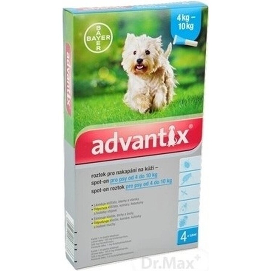 Advantix Spot-on pentru câini de la 4 la 10 kg (4 pipete) 4x1 ml