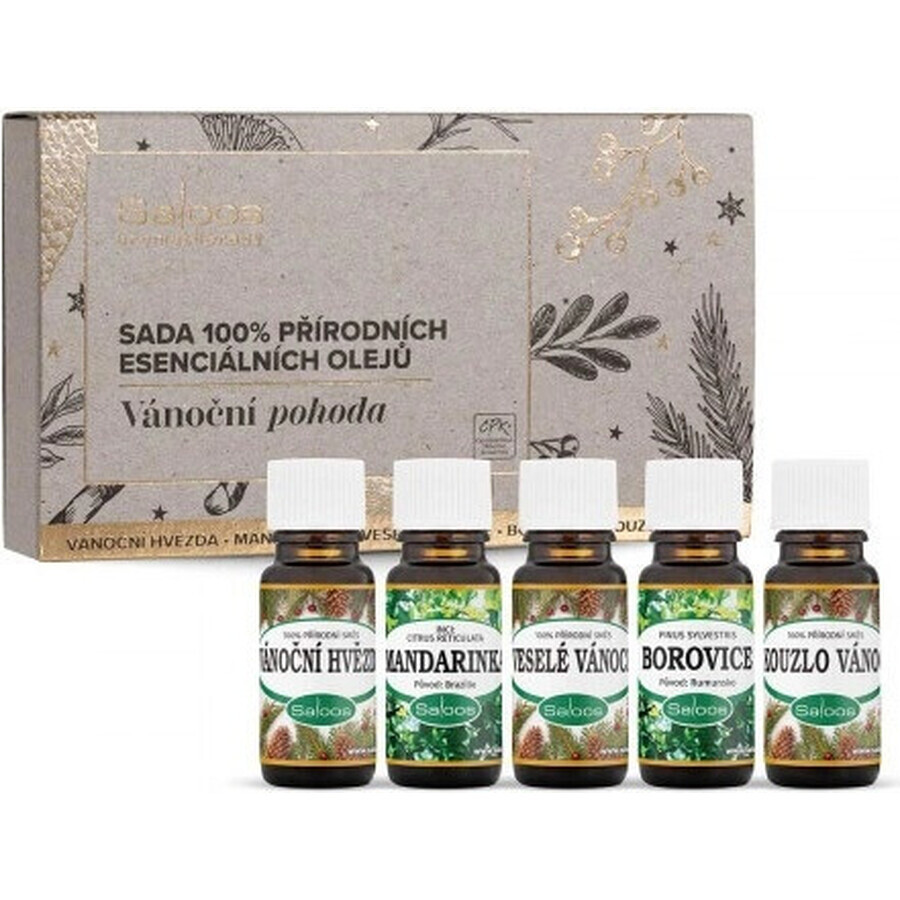 Saloos Christmas well-being-set de uleiuri esențiale 100% naturale 5x10 ml, set de uleiuri esențiale