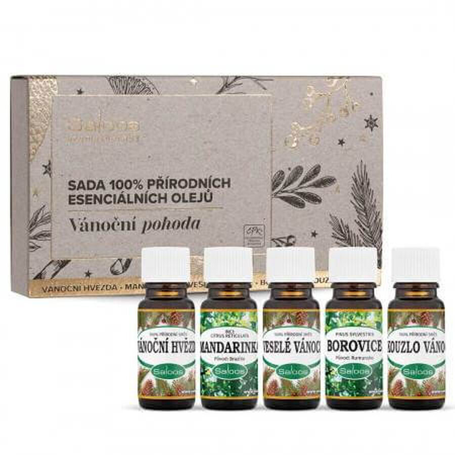 Saloos Christmas well-being-set de uleiuri esențiale 100% naturale 5x10 ml, set de uleiuri esențiale