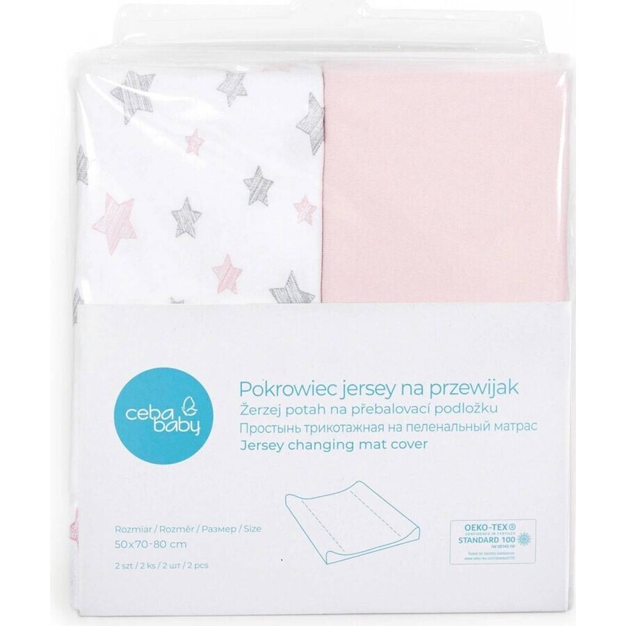 CEBA Change Matratzenbezug Candy Pink+Pink Stars 1×2 Stück, Größe 50x70-80 cm