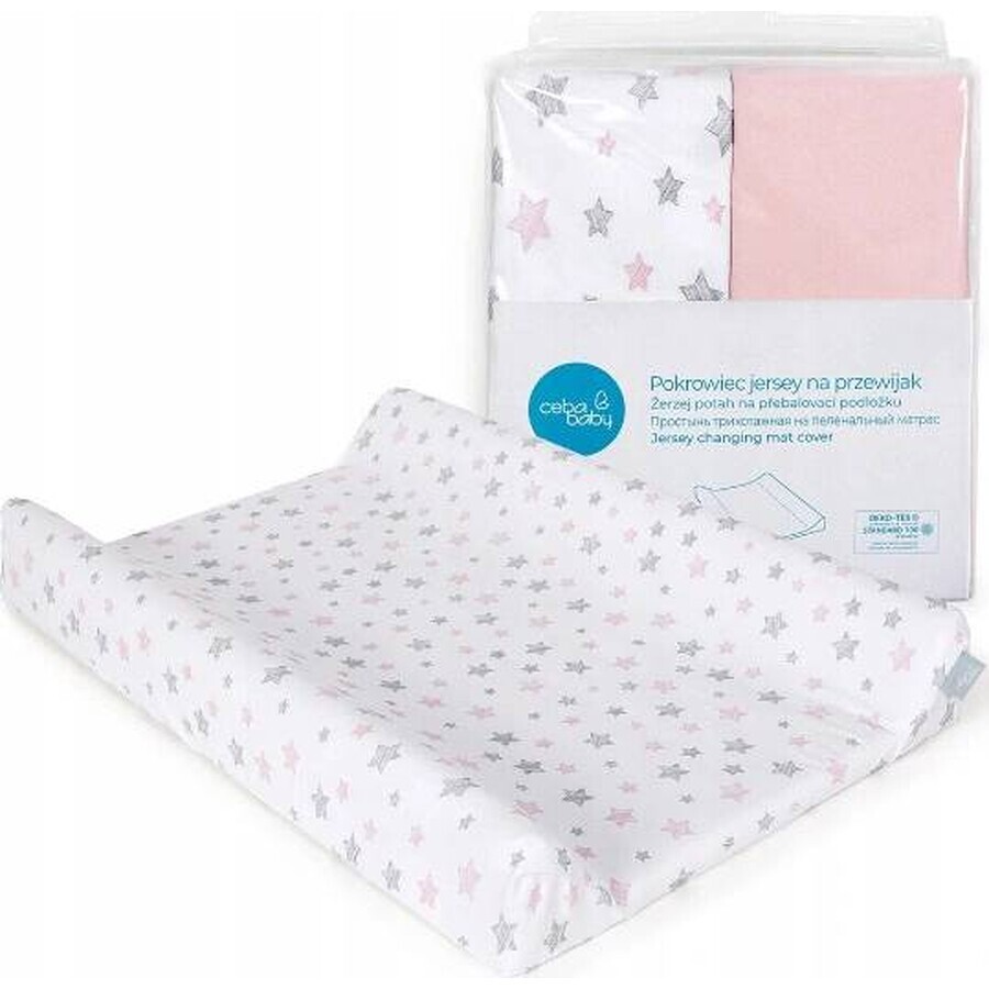 CEBA Change Matratzenbezug Candy Pink+Pink Stars 1×2 Stück, Größe 50x70-80 cm