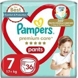 PAMPERS PREMIUM CARE DIAPER PANTS TAILLE 7 17KG 36KS 1×36 pcs, culotte de protection taille 7