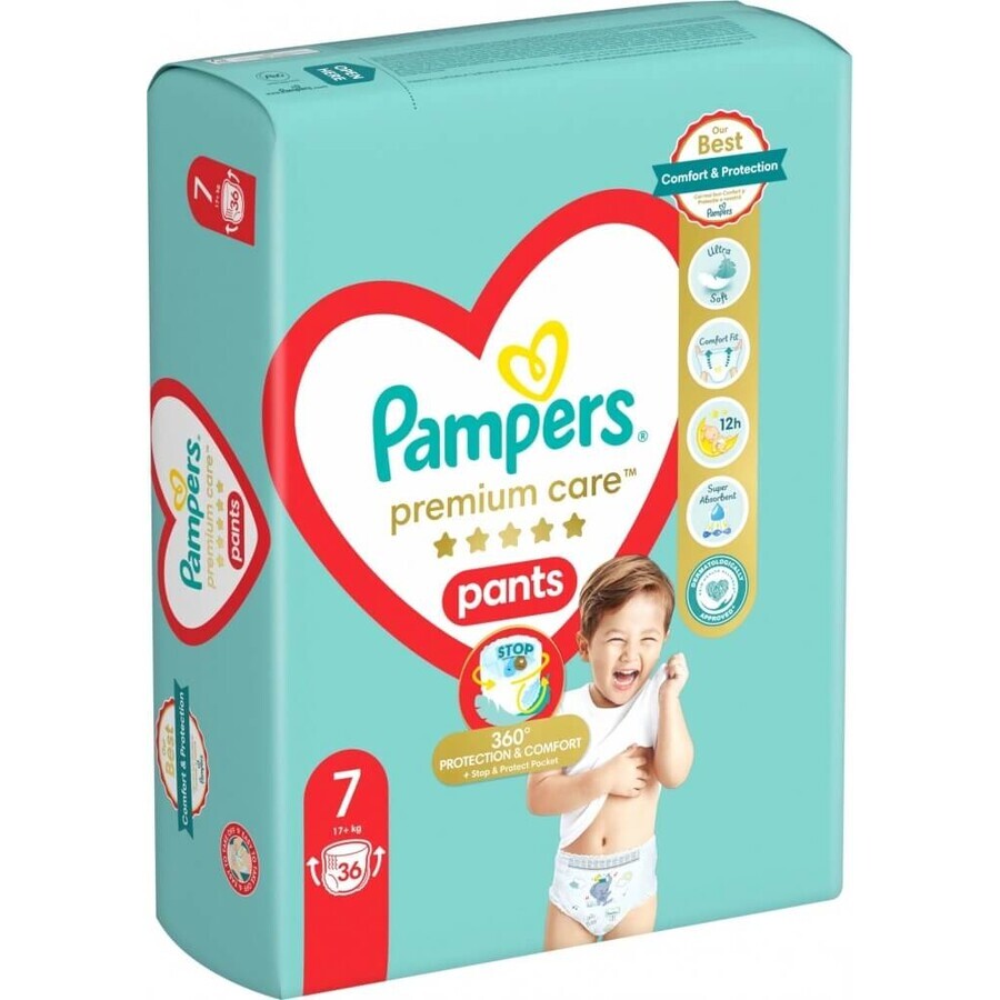 PAMPERS PREMIUM CARE PANTALONES DIAPER TAMAÑO 7 17KG 36KS 1×36 pcs, pañales en tamaño 7