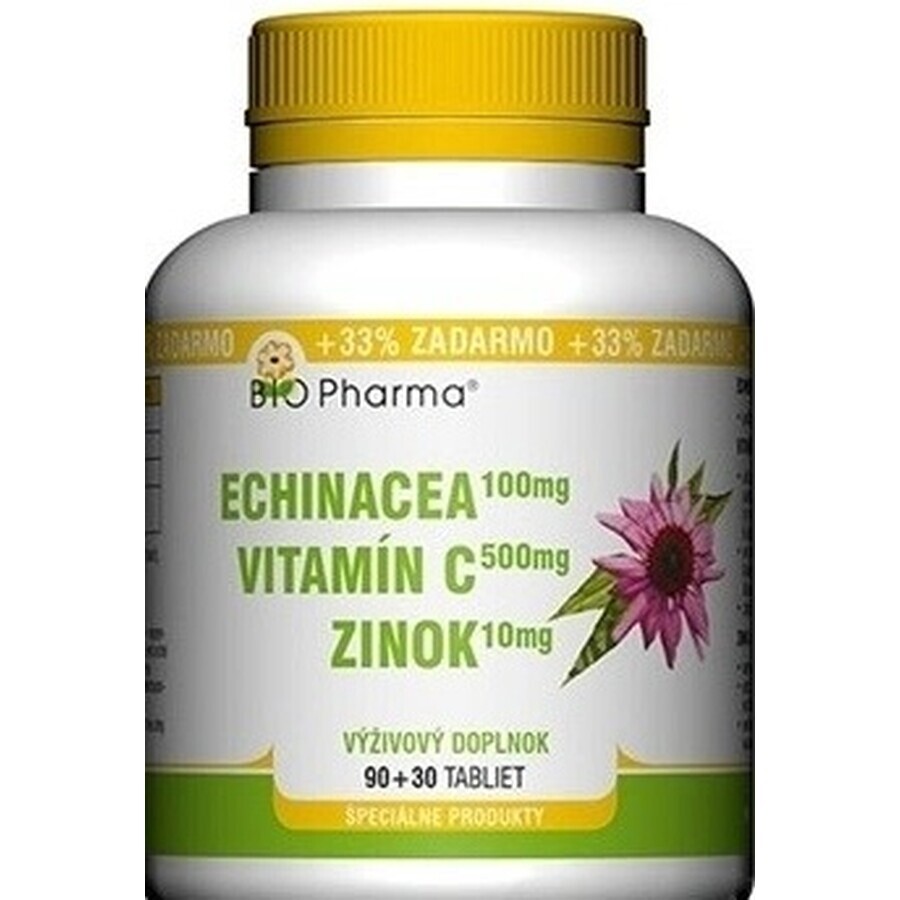 BIO Pharma Echinacea, Vitamina C, Zinc 1×120 tbl, complemento alimenticio