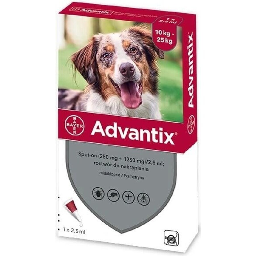 Advantix Spot-on pentru câini de la 10 la 25 kg 1×2,5 ml, pipetă