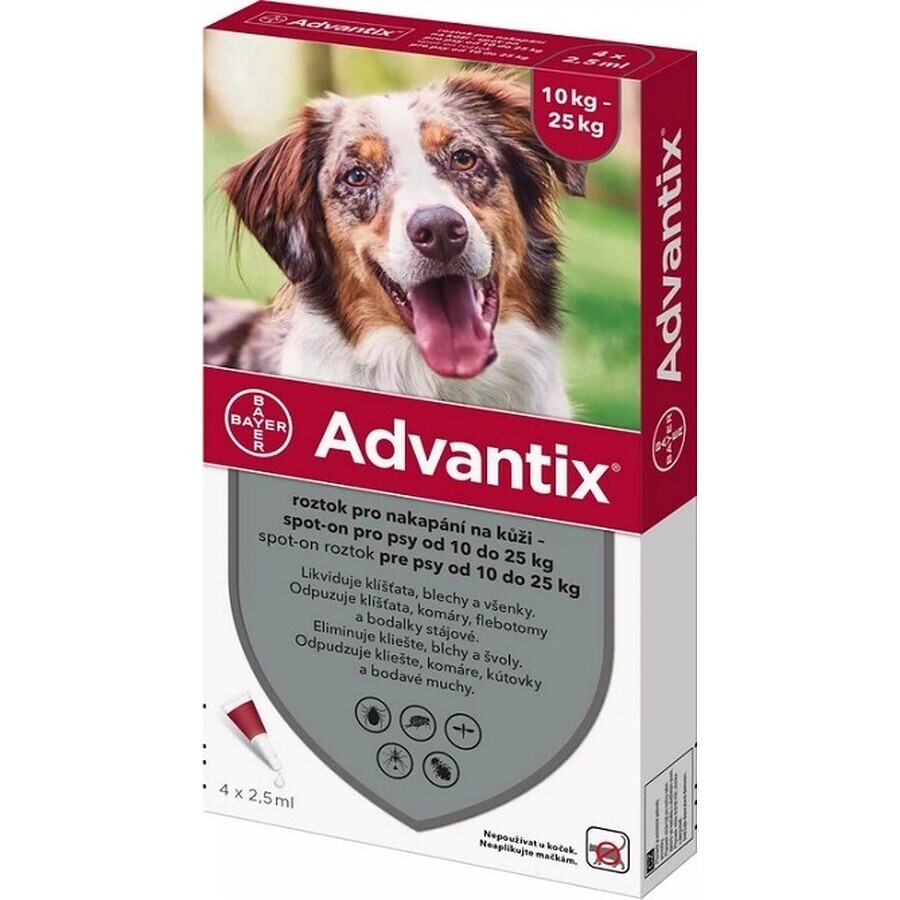 Advantix Spot-on pentru câini de la 10 la 25 kg 1×2,5 ml, pipetă