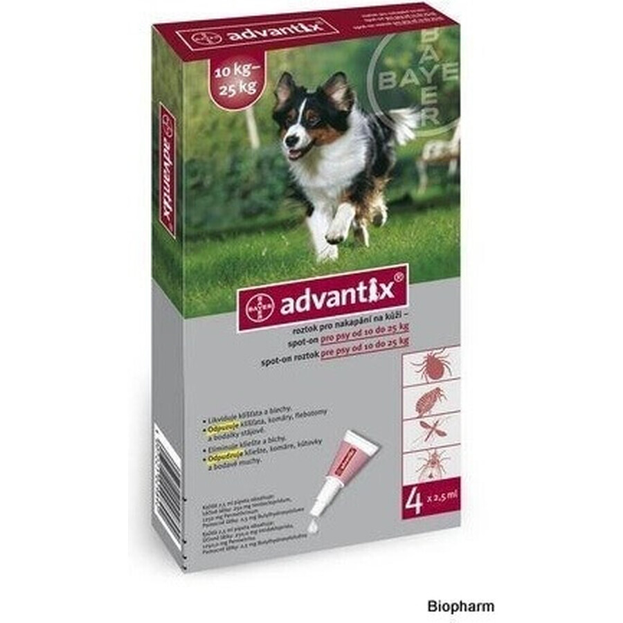 Advantix Spot-on pentru câini de la 10 la 25 kg 1×2,5 ml, pipetă