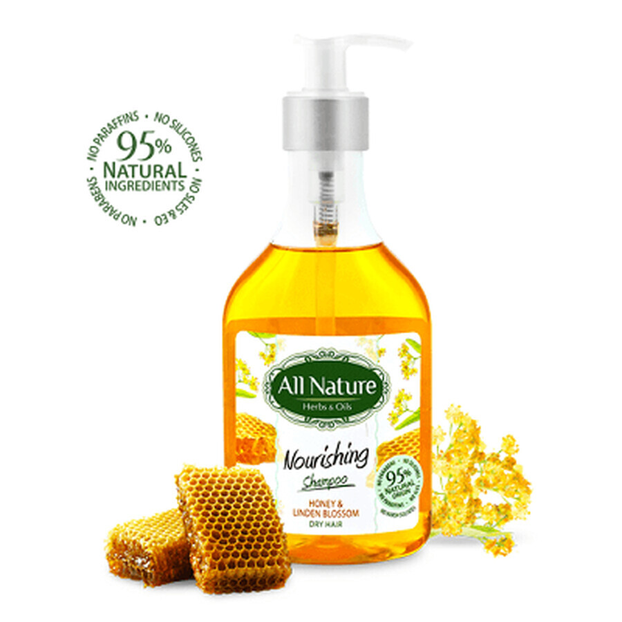 Șampon hrănitor cu miere și flori de tei, 255 ml, All Nature