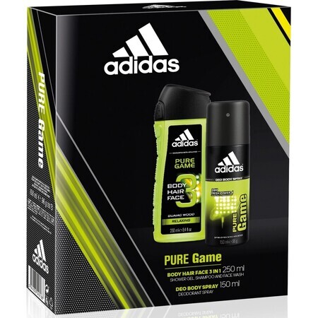 ADIDAS PURE GAME DEO S 150ML+SPR DEO S 150ML+SPR GEL 250ML 1SET 1×1 pz, set