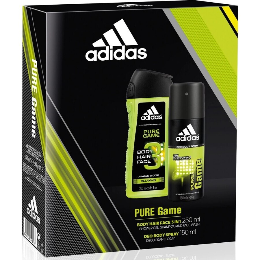 ADIDAS PURE GAME DEO S 150ML+SPR DEO S 150ML+SPR GEL 250ML 1SET 1×1 pz, set