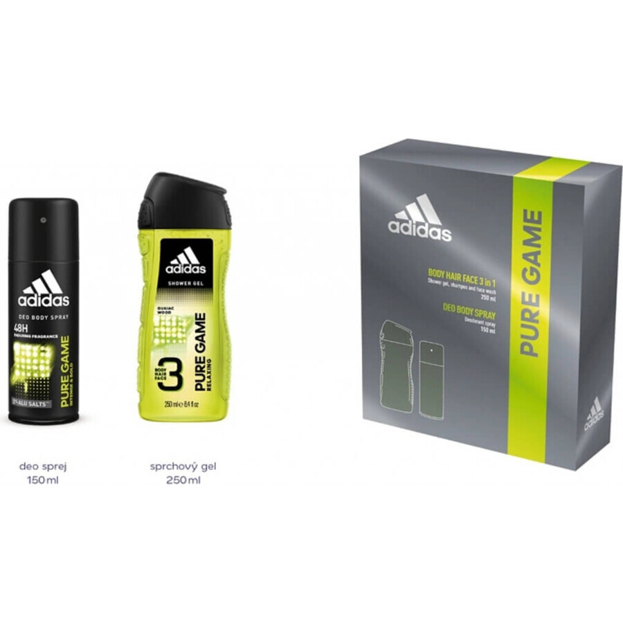 ADIDAS PURE GAME DEO S 150ML+SPR DEO S 150ML+SPR GEL 250ML 1SET 1×1 pz, set