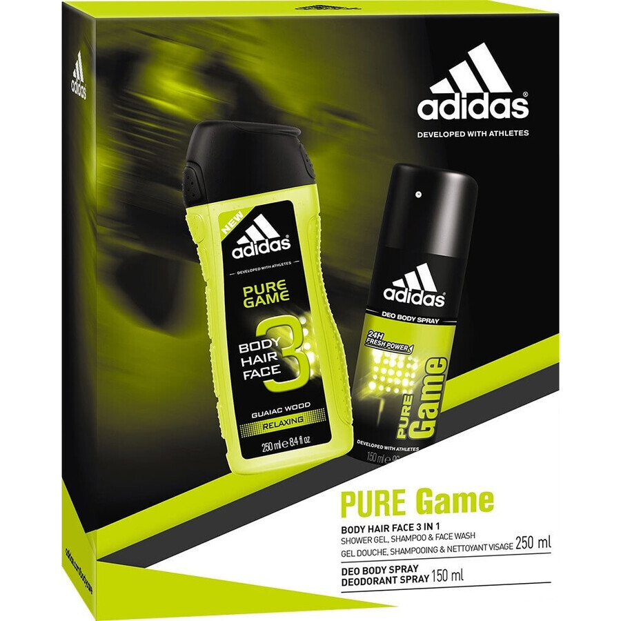 ADIDAS PURE GAME DEO S 150ML+SPR DEO S 150ML+SPR GEL 250ML 1SET 1×1 pz, set