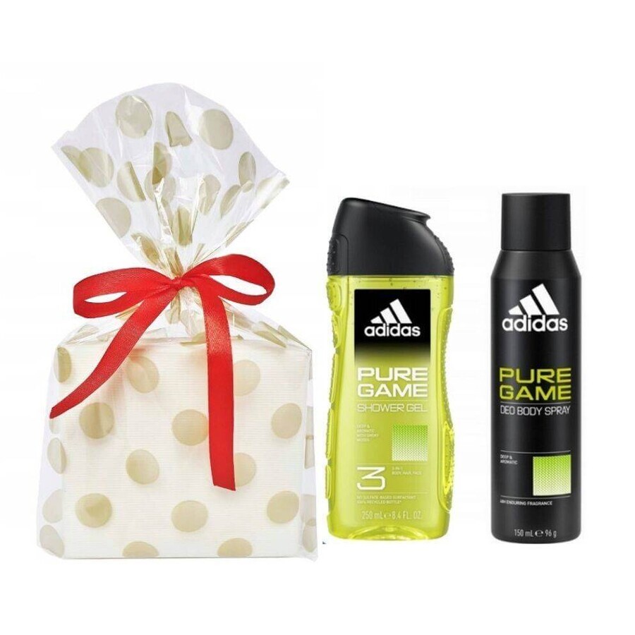 ADIDAS PURE GAME DEO S 150ML+SPR DEO S 150ML+SPR GEL 250ML 1SET 1×1 pz, set