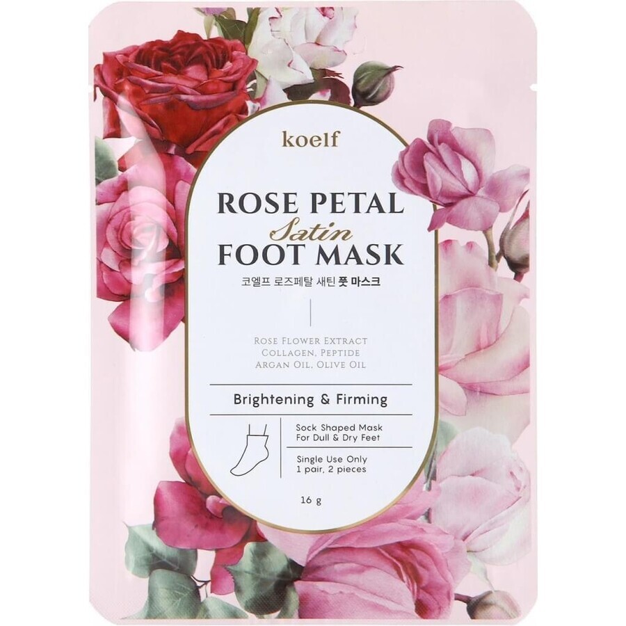 Petitfee & Koelf Mascarilla satinada para pies con pétalos de rosa 16 g / 2 uds 1×16 g / 2 uds