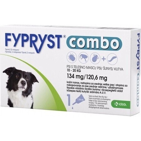 FYPRYST combo 134 mg/120,6 mg PSY 10-20 KG 1×1,34 ml, preparat pentru purici