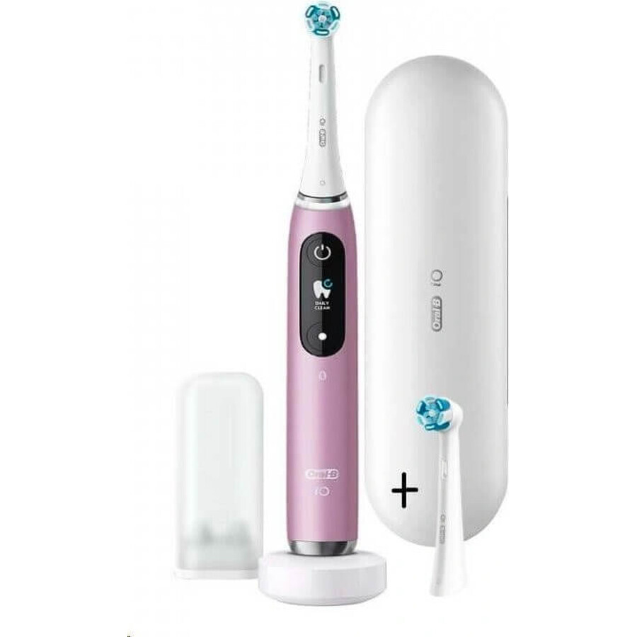 Oral B EK iO Series 9 Rose Quartz + Zahnbürstenhalter + Reiseetui 1×1 Set, elektronische Zahnbürste