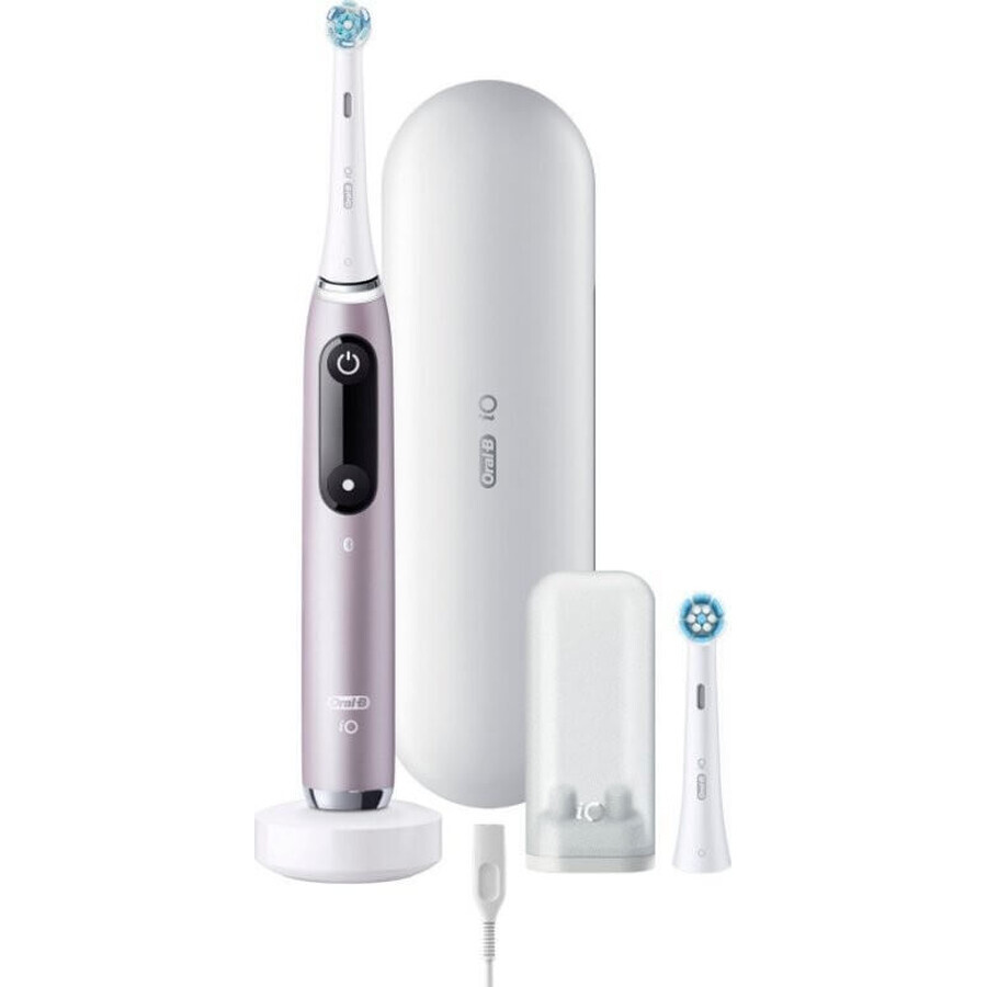 Oral B EK iO Series 9 Rose Quartz + Zahnbürstenhalter + Reiseetui 1×1 Set, elektronische Zahnbürste