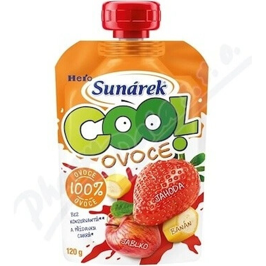 Sunar COOL Fruit Banana, fragole, mele 1×120 g, Banana, fragole, mele, 12m+