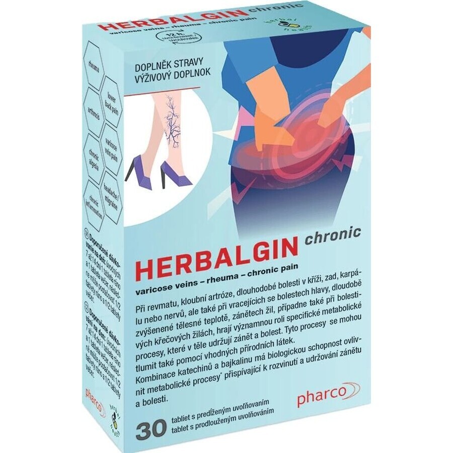 HERBALGIN chronic 1×30 tbl, supliment alimentar pentru persoanele cu inflamații pe termen lung în organism