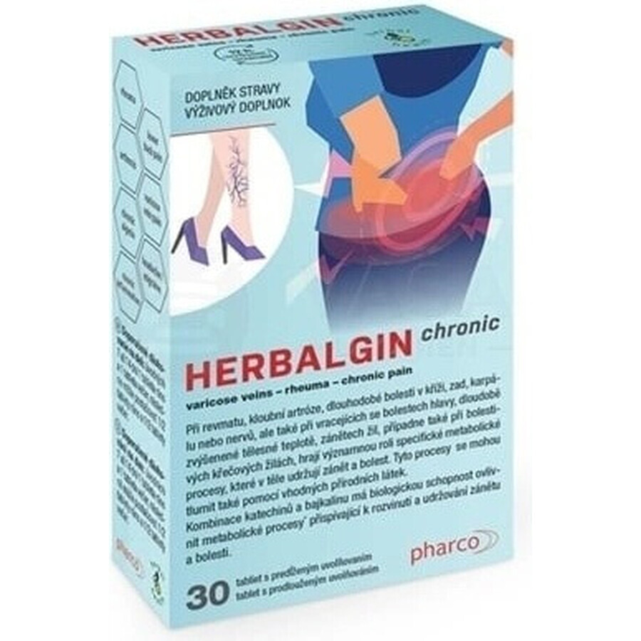 HERBALGIN chronic 1×30 tbl, supliment alimentar pentru persoanele cu inflamații pe termen lung în organism