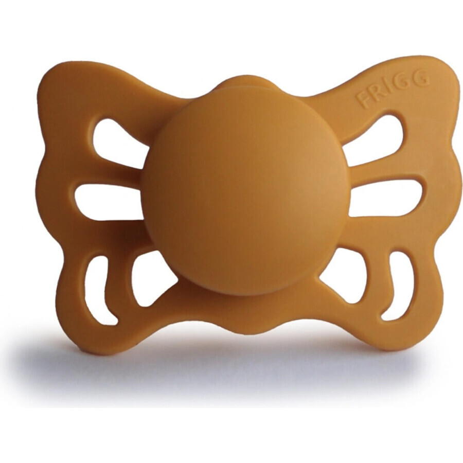 FRIGG Butterfly Sucette anatomique en silicone miel or, 0-6m 1×1 pc, sucette en silicone