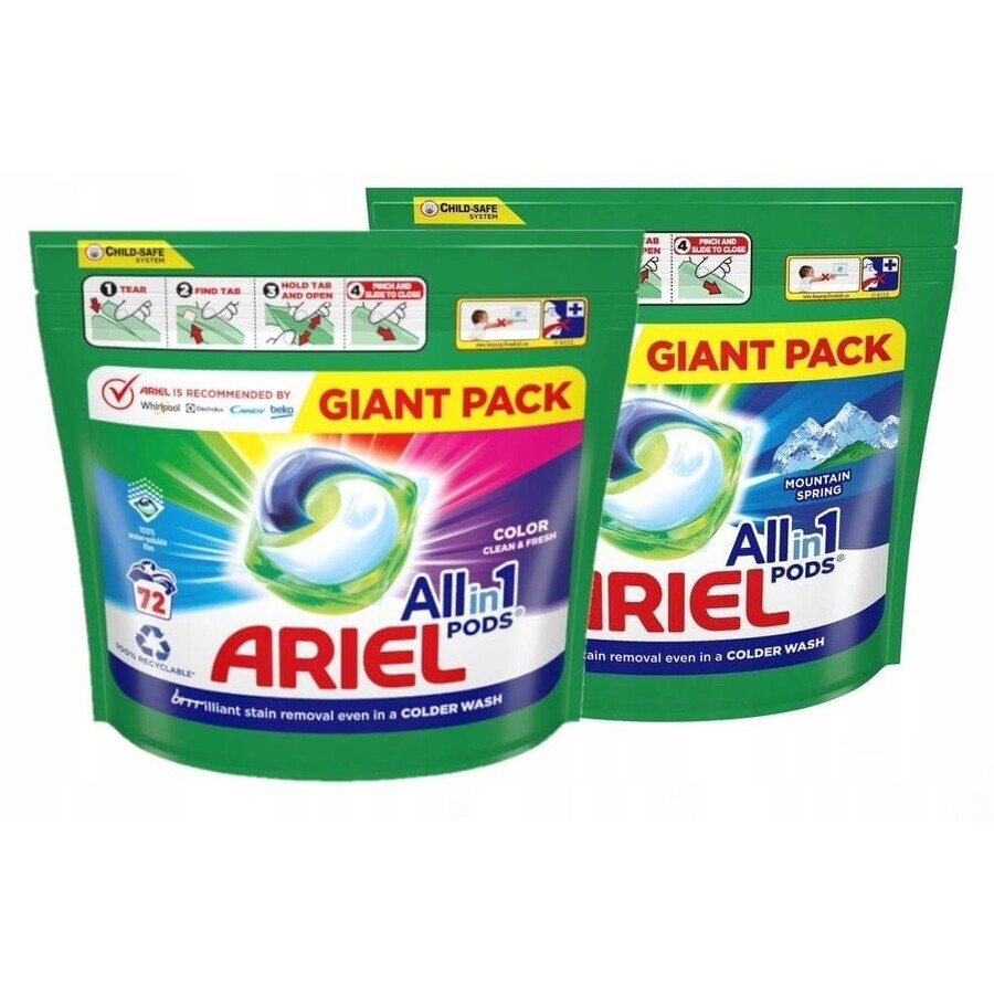 Ariel All-in-1 PODS Color, Capsule gel de spălare, 72 Capsule gel de spălare 1×72, Capsule gel de spălare