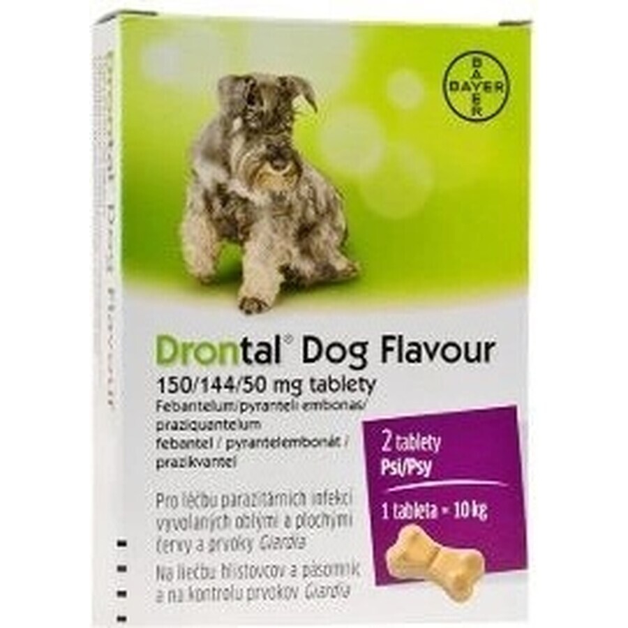 Drontal Dog Flavour 150/144/50 mg comprimate 1×2 tbl, preparat veterinar