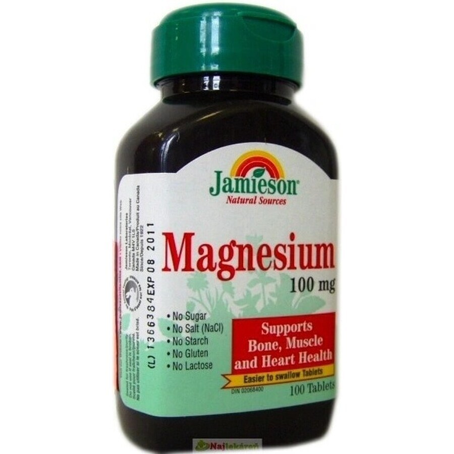 JAMIESON MAGNESIO 100 mg 1×100 tbl, magnesio