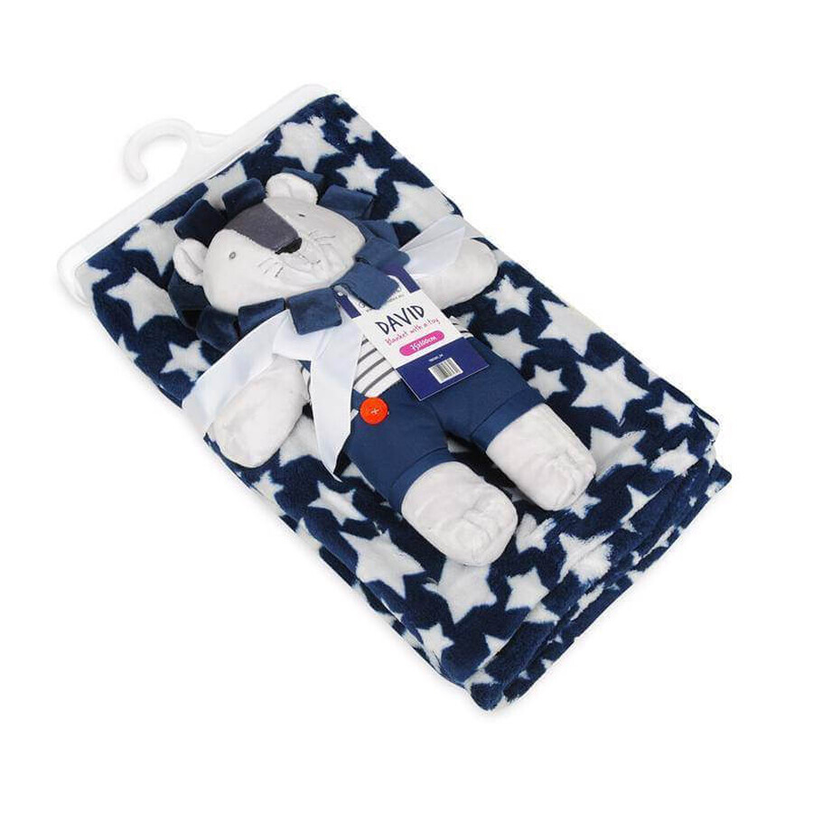 BABYMATEX Baby blanket with toy Lion Blue 75 x 100 cm 1×1 pc