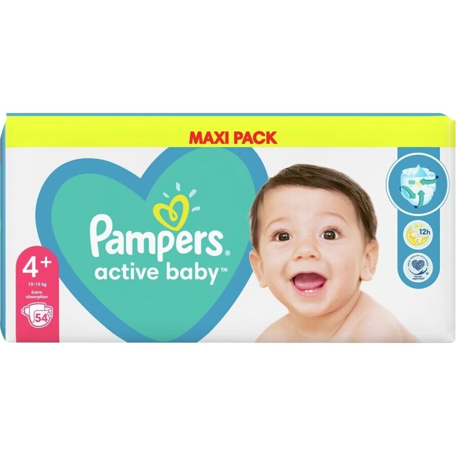 Pampers Active Baby Baby MP S4+ 1×54 pcs, taille S4+, couches pour bébés