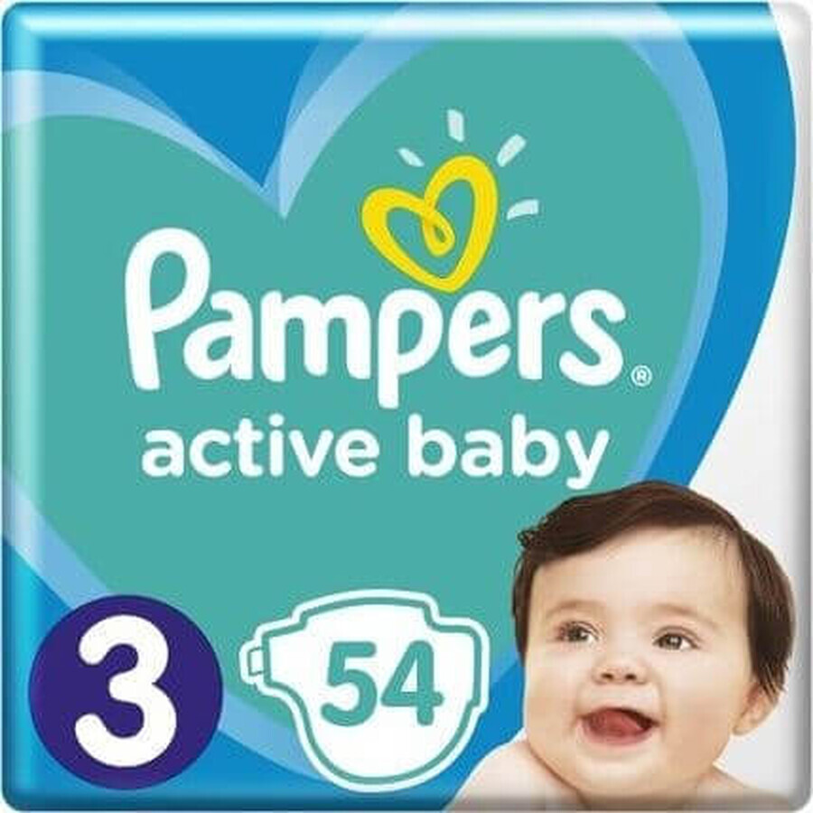 Pampers Active Baby Baby MP S4+ 1×54 pcs, taille S4+, couches pour bébés