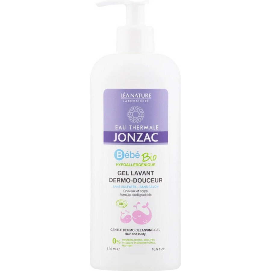 JONZAC Bébé Biologische baby dermo-reinigende gel voor haar en lichaam met pomp 1×500 ml