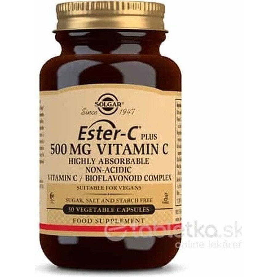 Solgar Ester-C plus 500 mg Vitamina C no ácida con complejo bioflavonoide 50 cápsulas 1×50 cps, complemento alimenticio