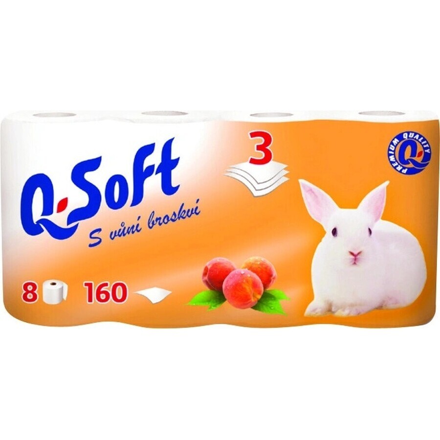 Papel Higiénico Q SOFT 3 capas 1×8 unidades, sabor melocotón