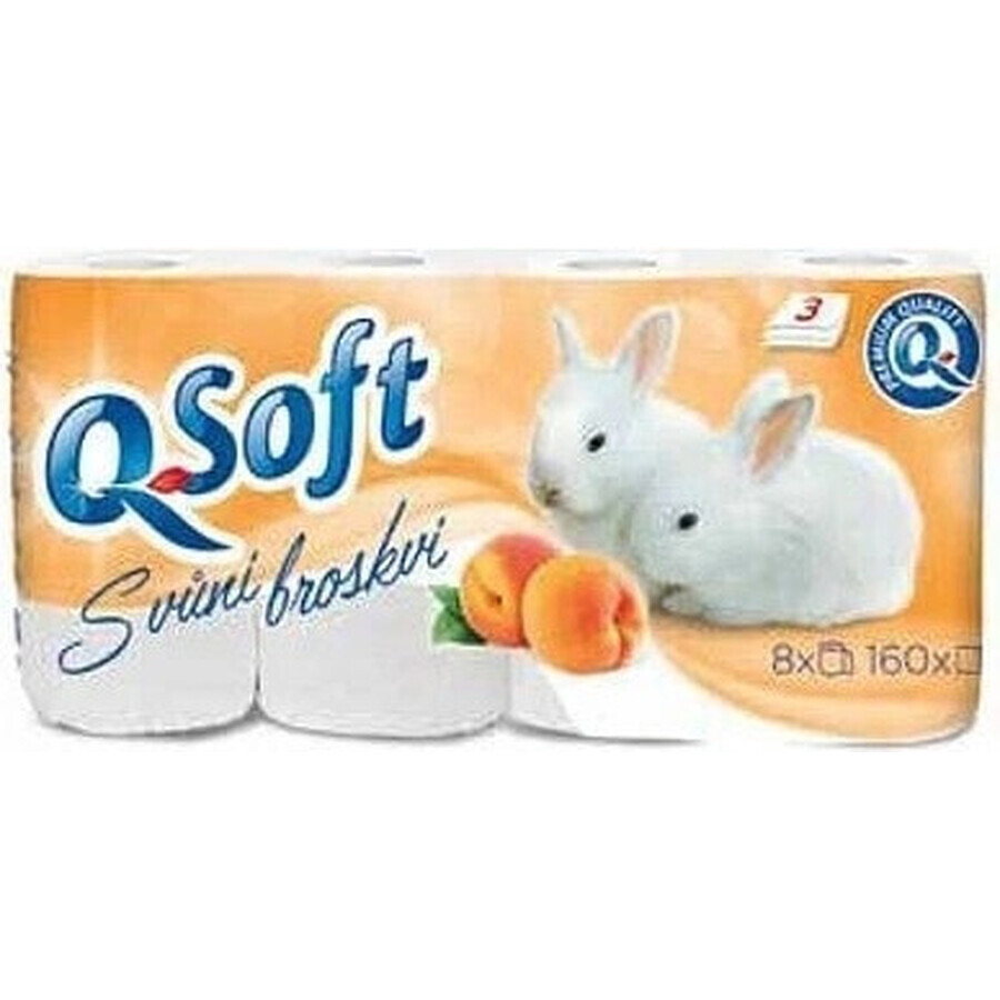 Papel Higiénico Q SOFT 3 capas 1×8 unidades, sabor melocotón