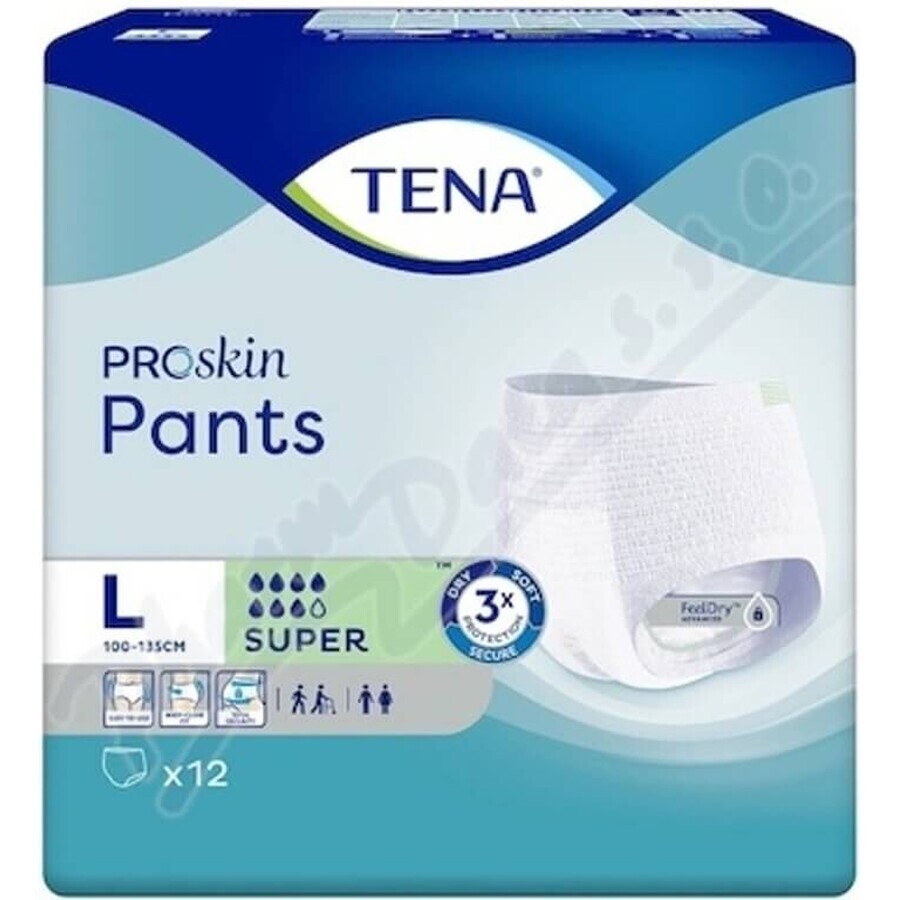 TENA PANTS SUPER LARGE 1×12 pezzi, slip assorbenti elasticizzati, assorbimento 2010 ml, circonferenza fianchi 100-135 cm