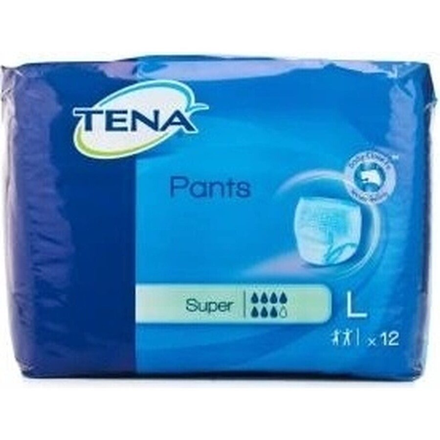 TENA PANTS SUPER LARGE 1×12 pezzi, slip assorbenti elasticizzati, assorbimento 2010 ml, circonferenza fianchi 100-135 cm