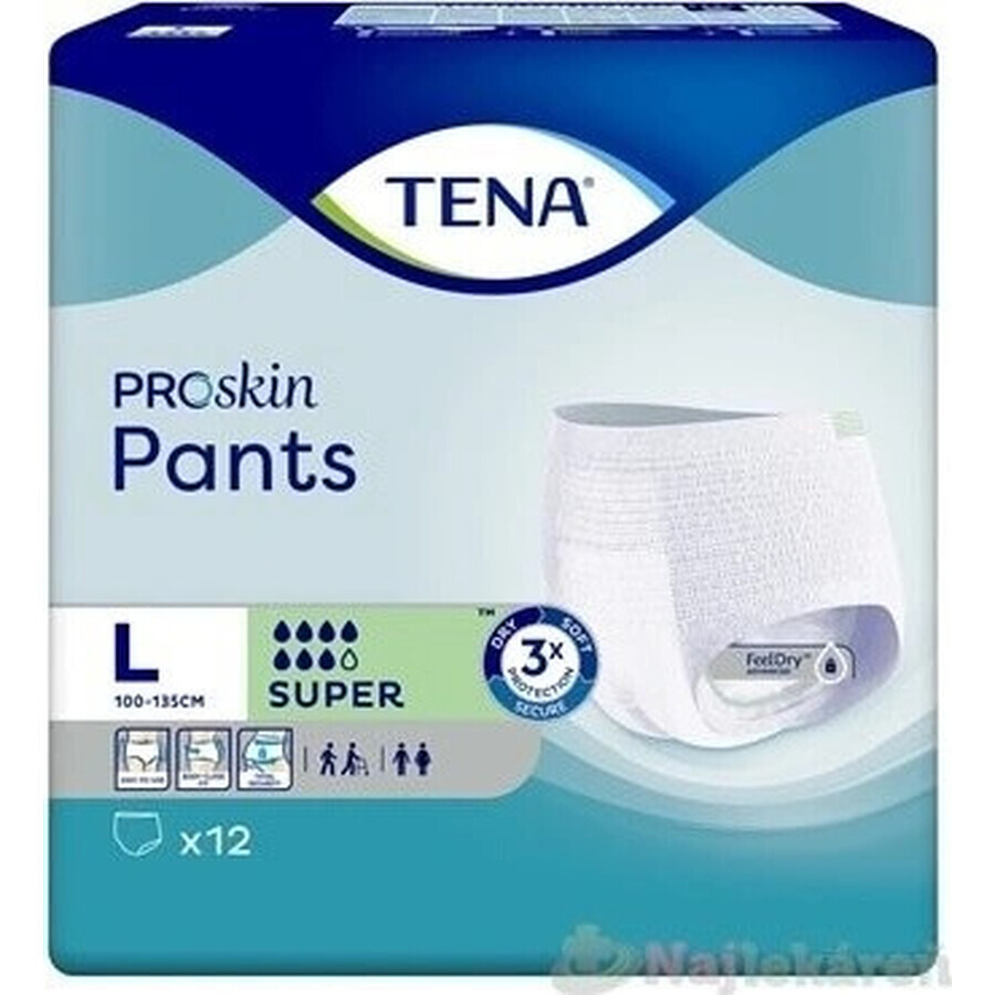 TENA PANTS SUPER LARGE 1×12 pezzi, slip assorbenti elasticizzati, assorbimento 2010 ml, circonferenza fianchi 100-135 cm