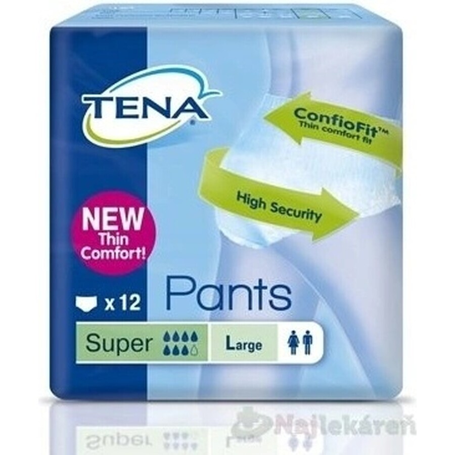 TENA PANTS SUPER LARGE 1×12 pezzi, slip assorbenti elasticizzati, assorbimento 2010 ml, circonferenza fianchi 100-135 cm