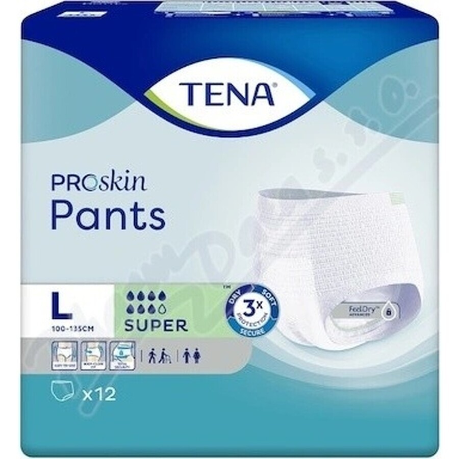 TENA PANTS SUPER LARGE 1×12 pezzi, slip assorbenti elasticizzati, assorbimento 2010 ml, circonferenza fianchi 100-135 cm