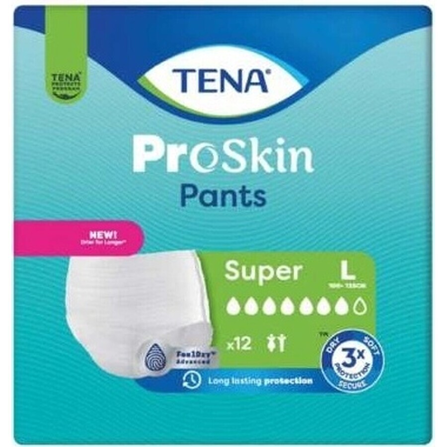 TENA PANTS SUPER LARGE 1×12 pezzi, slip assorbenti elasticizzati, assorbimento 2010 ml, circonferenza fianchi 100-135 cm