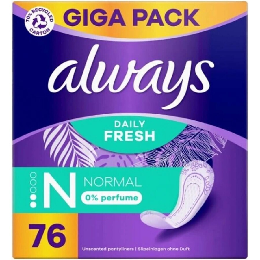 Always Intimates 76 buc Parfum proaspăt normal 1×74 buc, lenjerie intimă