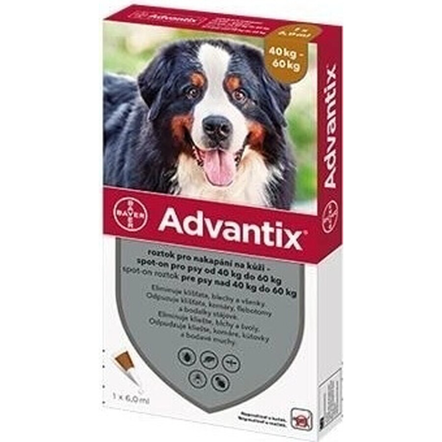 Advantix Spot-on pentru câini de la 40 la 60 kg (1 pipetă) 1x6 ml