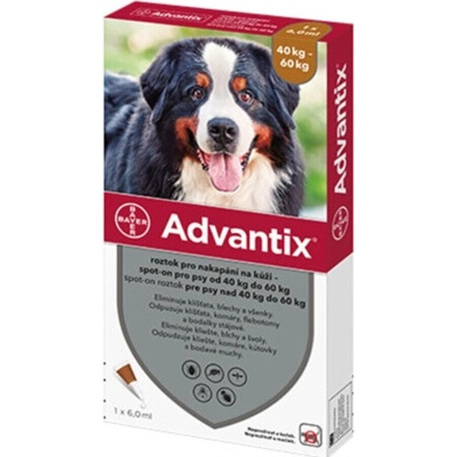 Advantix Spot-on pentru câini de la 40 la 60 kg (1 pipetă) 1x6 ml