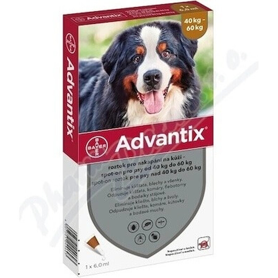 Advantix Spot-on pentru câini de la 40 la 60 kg (1 pipetă) 1x6 ml