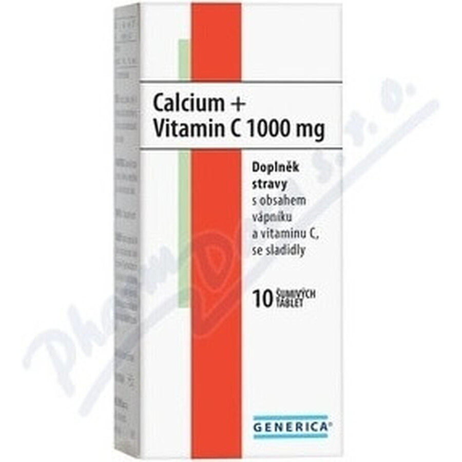 GENERICA Calciu + Vitamina C 1000 mg 1×10 tbl, supliment alimentar